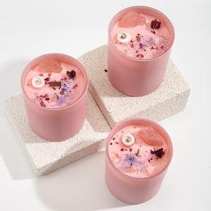 Bougie parfumée en cire de soja AIKUN, parfum d'automne, aromathérapie, fleurs séchées roses, pierre de cristal, bougies parfumées personnalisées - Product Image 6