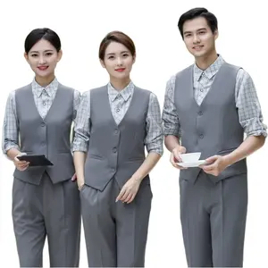 Wholesale cheap custom KTV hotel receptionist corporate clothes unisex waiter vest