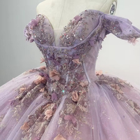 Robe de bal de Quinceañera Lsmc108 Lilac Illusion, robe de bal de Quinceañera, paillettes, cristal, dentelle florale 3D, robe de 16 ans, Vestido De 15 Anos Jancember