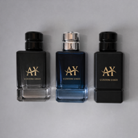 Flacon de parfum carré en verre épais de luxe vide, personnalisé en usine, avec capuchon noir, 30ml 50ml 100ml
