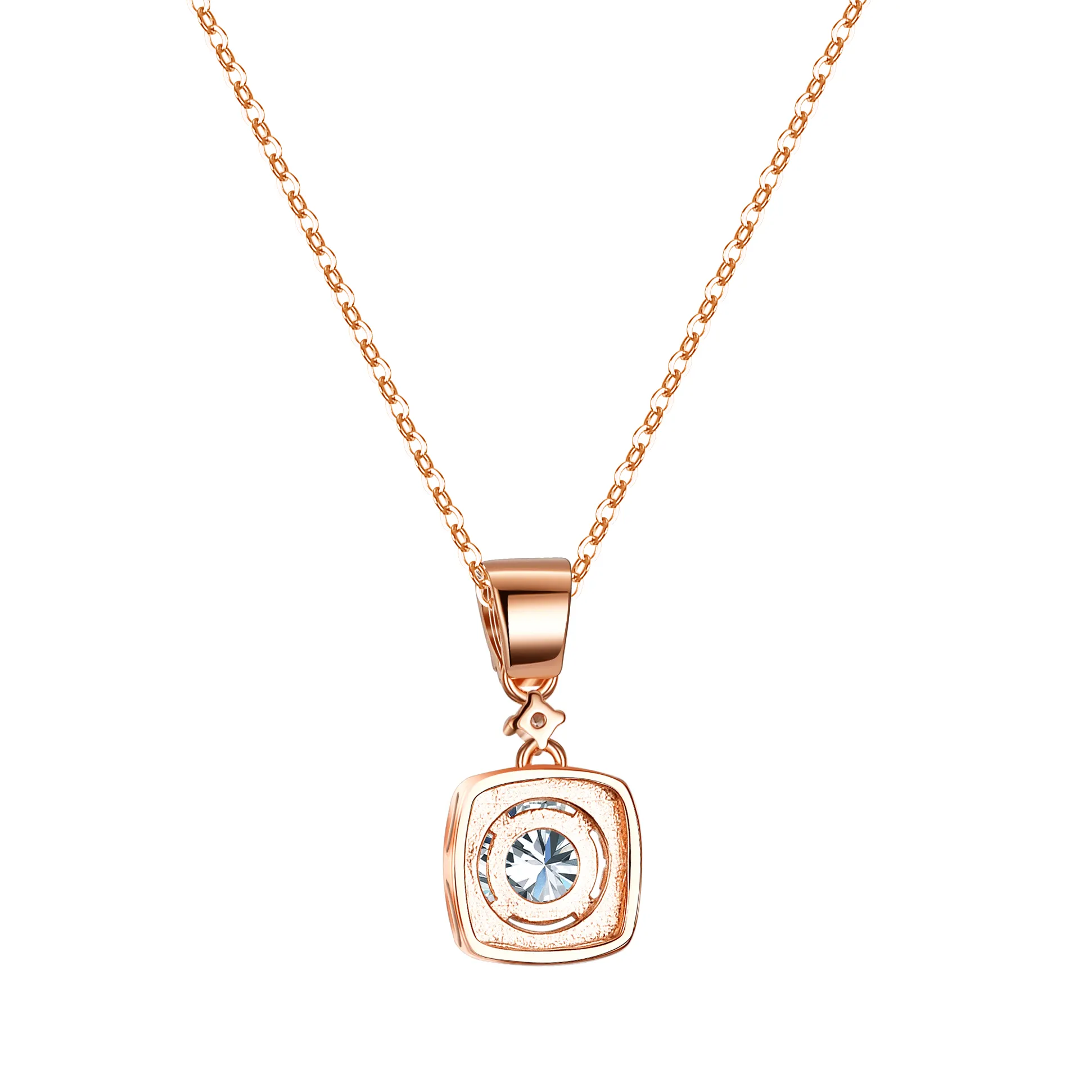 Прямоугольный D VVS1 Муассанит розовое золото покрытый муассанитом кулон ювелирные изделия с бриллиантовой цепочкой 925 Серебряное ожерелье для женщин