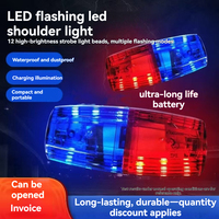 Lampe d'avertissement à LED rechargeable IP65 étanche, réfléchissante, rouge et bleue clignotante, pour gilet de sécurité, à clipser, pour la circulation et la construction