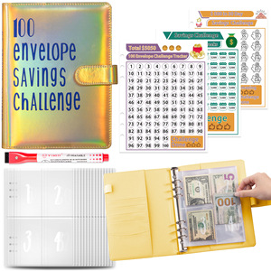 Wholesale 100 Envelope Savings Challenge <strong>Binder</strong> A5 PU Leather <strong>Budget</strong> <strong>Binders</strong> with Inserts Money Saving Wallet for Budgeting - Product Image 5