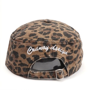 Leopard Print Snapback <b>Cap</b> With <b>White</b> H Embroidery Unisex Casual Streetwear Hat <b>Flat</b> Brim Canvas Material - Product Image 3