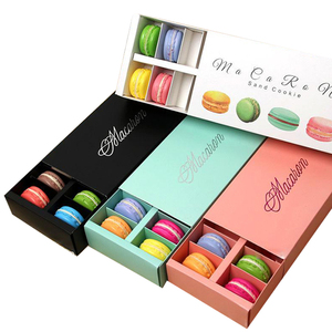 Tùy Chỉnh Thiết Kế Sinh Thái Tái Chế Cao Cấp Ngọt Ngào Món Tráng Miệng Bao Bì Trượt Mở Macaron Quà Tặng Giấy Hộp Ngăn Kéo Với Chèn Ngăn - Product Image 1
