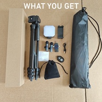 Kit de Réalisation Vidéo Professionnel 3-en-1 : Trépied Portable 53'' avec 2 Microphones Sans Fil et Lumière LED pour Téléphone, Appareil Photo, YouTube, TikTok, Vlog et Enregistrement