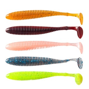 Cross Patterned T Tail Soft Bait Spiral Jig Head Hook Drop <b>Fishing</b> Bass Mandarin Fish Topmouth Culter <b>Floating</b> Lure - Product Image 1