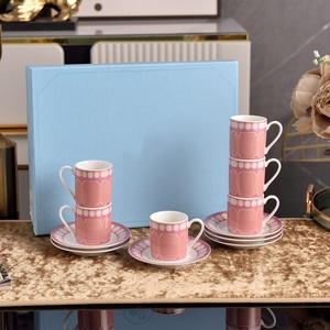 ชุดถ้วยกาแฟและจานรองทำจากโบนไชน่า สำหรับตกแต่งบ้านและเป็นของขวัญ - Product Image 1