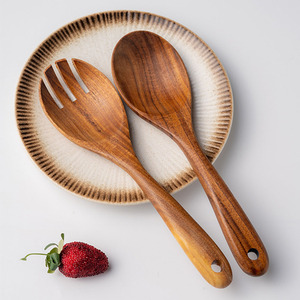 Spatula berlubang anti lengket, Spatula Natural alat memasak kayu dapur, sendok berlubang, peralatan dapur melayani masak - Product Image 2