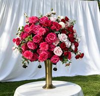 Centro de Mesa de Bolas de Flores Rojas Artificiales Realistas Hechas a Mano de 80/70/60/50/40/30 cm para Bodas, Año Nuevo, Día de la Madre y Eventos