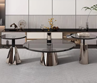 Table basse de salon WISEMAX, style moderne et luxueux, en métal, avec plateau en acier inoxydable