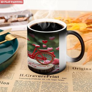 Taza de Sublimación que Cambia de Color con Calor, Negra Esmerilada, 11 oz, Cerámica, Taza en Blanco para DIY, Diseño para el Día de San Valentín - Product Image 5