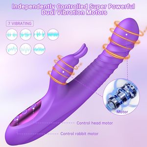 Women's Multi-Functional Heated Retractable Swing <strong>Rabbit</strong> Vibrator Telescopic Thrusting G-Spot Stimulation 10 Frequency Vibration - Product Image 2