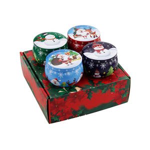 Vente en Gros de Bougies de Noël Rondes en Métal pour la Décoration de la Maison <span class=keywords><strong>Citronela</strong></span> Bougie Cadeau Boîte de Thé - Product Image 2