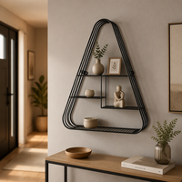 Étagère Murale en Métal Noir pour Salon, 55.88*14.61*72.39CM, Vente en Gros, Décoration Murale Superposée