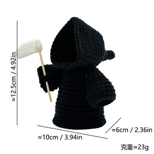 Llavero de ganchillo hecho a mano de fantasma de Halloween, regalo de apoyo emocional de peluche con alas, artesanía textil tejida, personalizable - Product Image 3