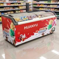 Congélateur commercial à îlot, 2 portes, vitrine pour aliments congelés, refroidissement direct, électrique, congélateur à îlot européen