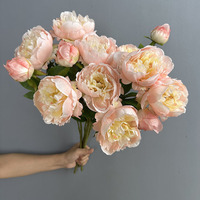 Fleurs artificielles de pivoine en soie à 2 têtes de haute qualité, style chinois, faites à la main pour la Saint-Valentin, centre de table pour salon et salle à manger