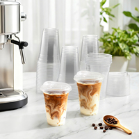 Lot de 50 gobelets en plastique avec couvercles, 12 oz, gobelets transparents pour le camping, café glacé et boissons froides