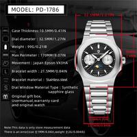 Montres à quartz multifonctionnelles PAGANI DESIGN 1786 pour homme avec phase lunaire, date automatique, semaine, chronographe, bracelet en acier inoxydable