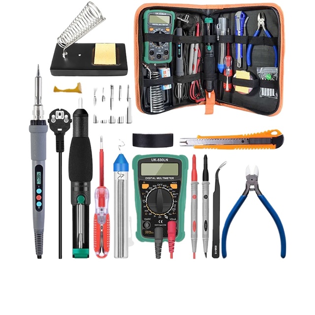 Digital Soldering Iron Kit With Temperature Control LCD Display Adjustable Heat for Electronics Repair and DIY Welding Tools