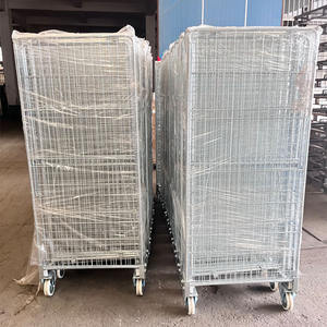 500kg Heavy Duty Supermarché Galvanisé 4 Faces Pliable En Métal Rouleau Cage Chariot Entreposage Blanchisserie Chariot Cage - Product Image 6