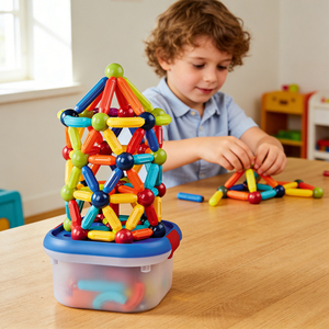 Juego de 138 Piezas de Bloques de Construcción Magnéticos Coloridos para Niños, Creativos, para el Aprendizaje Temprano, <span class=keywords><strong>Regalo</strong></span> de Cumpleaños para Niños y Niñas - Product Image 1