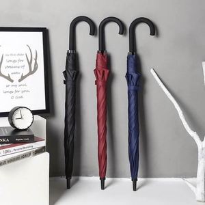 Long-handled Folding Golf <b>Umbrella</b> Curved Handle Semi-<b>automatic</b> Open Straight Shaft Business Gift Customizable logo Promotional - Product Image 1