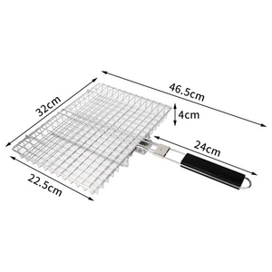 Cestello per <span class=keywords><strong>Barbecue</strong></span> Pieghevole Portatile <span class=keywords><strong>in</strong></span> <span class=keywords><strong>Acciaio</strong></span> <span class=keywords><strong>Inox</strong></span> con Manico <span class=keywords><strong>in</strong></span> Legno, Utensili per BBQ per Campeggio, Pesce, Carne, <span class=keywords><strong>Barbecue</strong></span> all'Aperto - Product Image 6