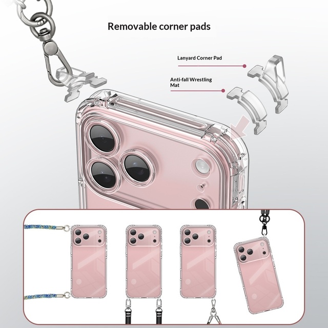 Mobile Phone Case Diy Candy Handing Rope Phone Case Functional Mobile Phone Rope Anti-fall Anti-loss Case for iPhone 17 Series