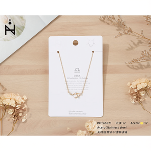 Collar con colgante del zodiaco Libra, joyería de moda de acero inoxidable con circonita cúbica - Product Image 2