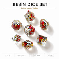 Jeu de dés DND en résine brillante rouge doré transparente, 7 pièces, dés polyédriques à bords vifs, pour jeux de rôle sur table Dungeons & Dragons