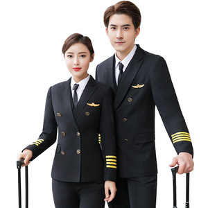 Airline Captain Uniform Men Double Breasted Pilot Suit Navy Blue Work Wear Professional Flight Attendant Jacket Spring - Product Image 5