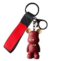Porte-clés mousqueton en plastique motif ours de dessin animé, pendentif mignon imprimé en typographie écologique pour breloque de sac, cadeau