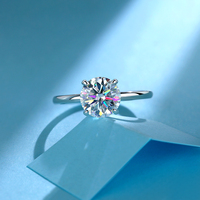 2,0 CTW Luxuriöser Runder Brillantschliff Solitär Moissanit Verlobungsring S925 Sterling Silber Feiner Schmuck