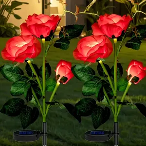 Solar Rose Flower <strong>Light</strong> IP65 Waterproof Rechargeable AA Battery <strong>Dusk</strong> <strong>to</strong> <strong>Dawn</strong> Auto On/Off Outdoor Garden Decorative Pathway Lamp - Product Image 5