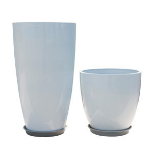 Pots de <span class=keywords><strong>plantes</strong></span> en plastique blanc moderne, <span class=keywords><strong>balcon</strong></span>, jardin, décoration de la maison, Pot de fleurs en plastique - Product Image 5