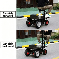 Chariot Électrique Portable à Plateforme 500KG avec Poignée Pliable et 4 Roues pour le Shopping et le Déplacement de Marchandises