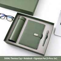 Ensemble cadeau d'entreprise personnalisé avec logo, carnet, tasse isotherme, stylo, kit VIP, journal en cuir PU A5, thermos, stylo à bille, boîte