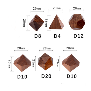 <strong>Personalised</strong> Custom Luxury Wooden Dice <strong>Set</strong> 6pcs Mixed Polyhedral Cubes D4 D8 D10 D20 DIY Game Dice for DND with Bag - Product Image 2