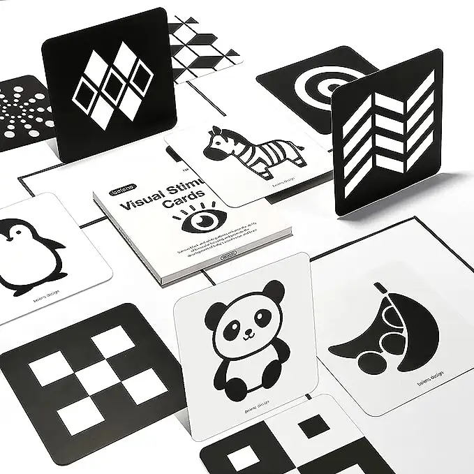 Baby Visual Stimulation Education Card Black White Cognitive Flash Cards for Newborn infant Sensory Development