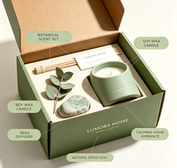 Boîte d'emballage en carton ondulé de style botanique écologique avec logo personnalisé pour ensemble cadeau de diffuseur de parfum en céramique et bâtonnets d'aromathérapie