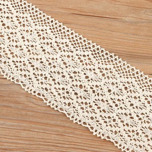 Nastro in <span class=keywords><strong>pizzo</strong></span> all'uncinetto in puro cotone largo, stile vintage, per tende boho, runner da tavola e orli di abiti - Product Image 3