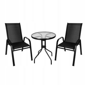 Uplion Ensemble de chaises de table à manger de patio Mobilier de jardin extérieur 3pcs Acier Teslin Hôtel Chaises Ensemble de table Jardin Métal Bistro Sets - Product Image 2