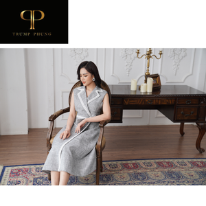 Vestido ajustado acampanado elegante para mujer, 100% de algodón, estampado alto, diseño femenino, tela Natural absorbente de sudor, crea - Product Image 2