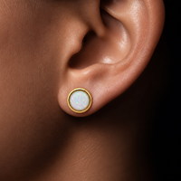 Boucles d'oreilles clous en argent sterling 925 avec opale de feu ronde, opale de laboratoire, hypoallergéniques, cadeau pour elle, vente en gros, Saint-Valentin