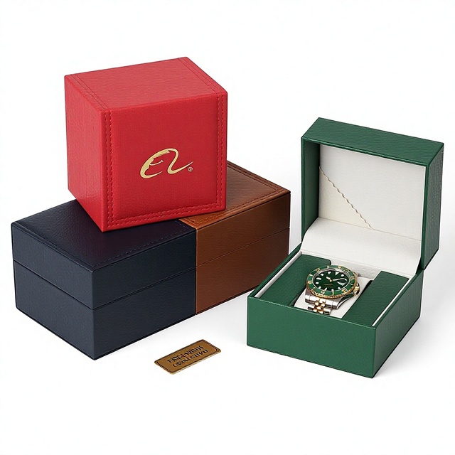 High Grade Best Selling Customized Logo Double Line Lychee PU Leather Gift Packaging Watches Storage Box