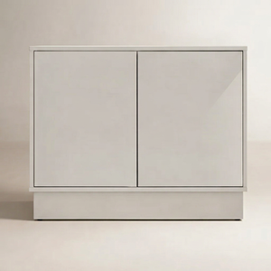 Buffet contemporain sans poignées à 2 portes, laqué brillant, pour chambre d'hôtel, console de rangement, meuble de bureau - Product Image 1