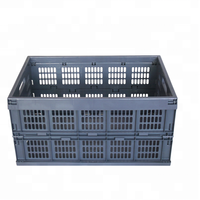 Caisse en plastique pliable 480x350x265mm, boîte de rangement pliable, conteneur ventilé empilable pour la logistique d'entrepôt