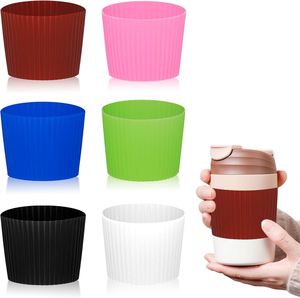 Manchon de tasse à café en silicone résistant à la chaleur, antidérapant, réutilisable, couleurs assorties, protection pour bouteille en verre et tasse, directement de l'usine - Product Image 1
